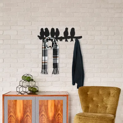 Image de Wallity, Muhabbet- PYT1121, Noir, Porte-serviettes & crochets, 55 x 3 x 18 cm, 100% métal