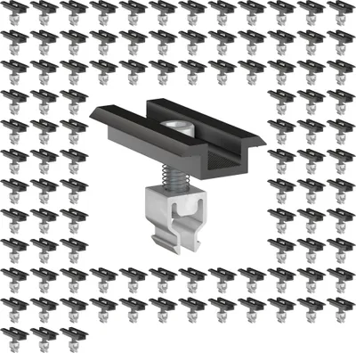 Produktbild von 100x Mittelklemme Klickfix schwarz 30-40mm Solarmodul Halterung Modulklemme Solar Modul Klemme Befestigung Halterung PV Montage Panel Aluminium Profil