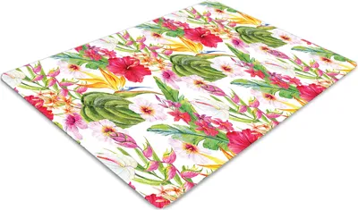 Produktbild von Stuhlunterlage Bürostuhlunterlage 120 cm x 90 cm Bodenmatte Bürostuhlunterlage - Exotischer Hibiskus