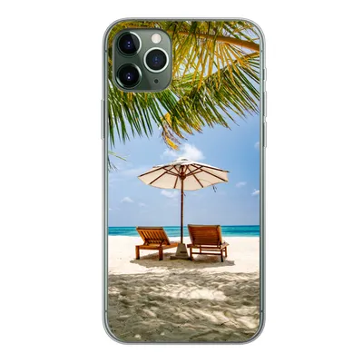Produktbild von MuchoWow® Handyhülle Schutzhülle Hülle für iPhone 11 Pro Max Strand - Strandkorb - Sonnenschirm Silikon Softcase Handy Hülle - Schutz
