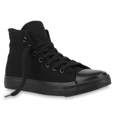 Produktbild von Mytrendshoe Bequeme Damen Basic Sneakers High Schnürer Freizeitschuhe 79875, Farbe: Schwarz, Größe: 36