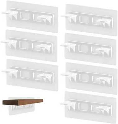 Produktbild von Selbstklebende Regalträger Transparent - 8 Stück ohne Bohren