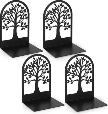 Obrázek produktu pro Anhow 2 páry černých kovových zarážek na knihy 12x12x16,5 cm - Zarážky na knihy pro děti, do školy, do knihovny