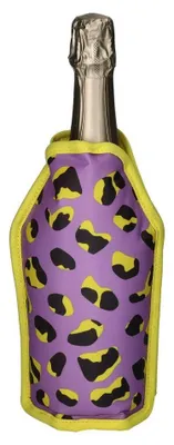 Produktbild von Gift Company Kühlmanschette Froid, Leomuster, Flaschenkühler, Weinkühler, Lila / Schwarz / Gelb, 1219101014