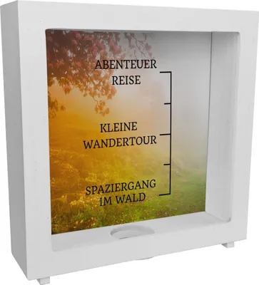 Produktbild von Wander Abenteuer Rahmen Spardose aus Holz