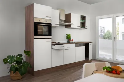 Produktbild von Küche Küchenzeile Leerblock Einbauküche Eiche York Weiß Oliver 280 cm Respekta