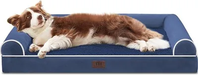 Produktbild von Hundebett Hundekorb Grosse Hunde OrthopäDisches Hundebett Hundesofa Wasserdicht 106x76x19cm Hundebetten mit Waschbar Abdeckung Hundekorb Grosse Hunde, Grau