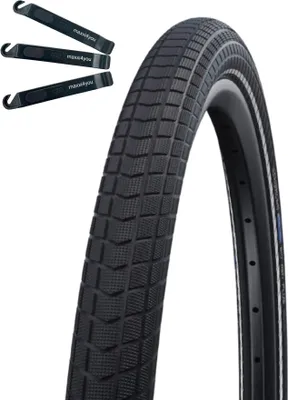 Produktbild von 1 x Schwalbe Big Ben Plus Fahrradreifen Performance Double Defense GreenGuard ADDIX E-50 Schwarz+Reflex 55-622 (28 x 2.15") inkl. maxxi4you Reifenheber