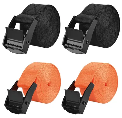 Obrázok produktu pre Popruhy, šírka 25 mm, nosnosť 200 kg, 4 kusy, dĺžka 2 metre, farba: čierna a oranžová