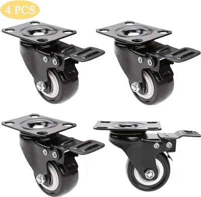 Produktbild von 4 Stücke Strandkorbrollen, 360 Grad Rollen Räder Transportrollen Doppelrollen mit 4 Bremse Schwerlastrollen Geeignet für Strandkörbe, Möbel, Tragkraft 200 kg Last (Typ 2)