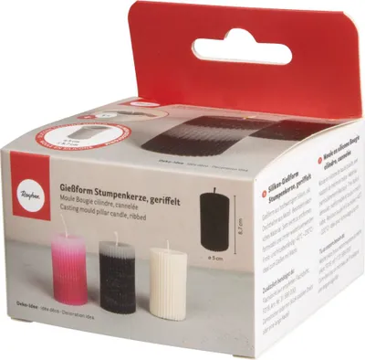 Produktbild von Rayher Silikon Gießform Stumpenkerze geriffelt, ø 5cm, Höhe 8,7cm, Box 1Stück