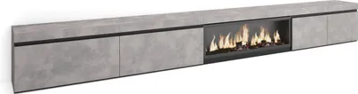 Produktbild von TV-Schrank, Lowboard, 368x35x45cm, Elektrokamin XXL, Zementgrau