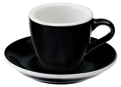 Produktbild von 18x Espresso Tasse Obertasse + Untertasse Italia 90 ml schwarz, Porzellan