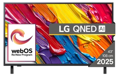 Zdjęcie produktu dla LG QNED 43QNED82A3B, 109,2 cm (43"), 3840 x 2160 px, QNED, Smart TV, Wi-Fi, Czarny