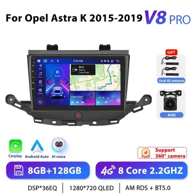 Immagine prodotto di Per Opel Astra K 2015–2019 - Autoradio Android 13 2DIN - Touchscreen IPS da 22,9 cm - 8 GB di RAM e 128 GB di ROM - 4G LTE - Supporto per telecamera di retromarcia AHD - GPS