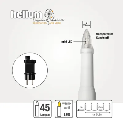 Immagine prodotto di Albero di Natale Hellum con luci da esterno, 45 candele a LED, 19,8 m di illuminazione, con fissaggio a spina e a clip, resistente alle intemperie