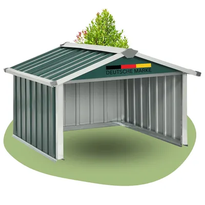 Produktbild von DELUKE® Mähroboter Garage aus Metall - 92x97x63cm | Dach Carport Überdachung für Rasenmäher Rasenroboter Automower Garten Mährobotergarage Regenschutz für Rasenmäher, Grün