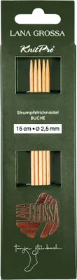 Produktbild von Lana Grossa Knit Pro Strumpfstricknadeln Nadelspiel BUCHE Tanja Steinbach Edition, Länge:15 cm, Durchmesser:Ø 2.5 mm