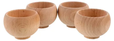 Produktbild von Nadelkissenhalter aus Holz, 4 Stück, Unbehandelte Holzschalen für Bastelarbeiten und Stricknadeln im Japanischen Stil