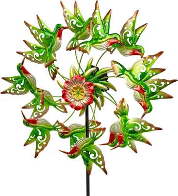 Produktbild von Windrad Gartenstecker Kolibri Vogel H. 130cm D. 45cm Metall Formano S26
