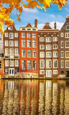 Produktbild von Fototapete - Houses in Amsterdam 150x250cm - Vliestapete