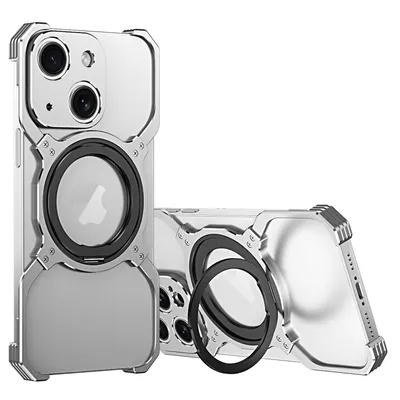 Obrázek produktu pro Pro Apple iPhone 15 kovový rámeček Magsafe kryt Design Silver Shell