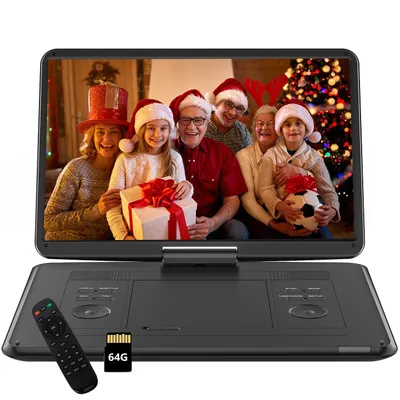 Produktbild von 17.5" Tragbarer DVD Player mit 15.6" Drehbildschirm für Auto und Kinder unterstützt Synchronisierung von TV/USB/SD-Karte/CD/DVD Autoladegerät mit 32G