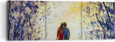 Produktbild von Bild auf Leinwand - Leinwandbild - 3 Teile - Liebhaber auf Bank - 90x30cm - Wand Bild - Wanddeko - Wandbilder - Leinwanddruck - Bilder - Wanddekoration - Leinwand bilder - Wandbild - CA90x30-4578