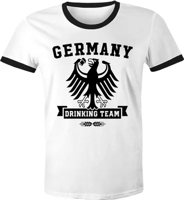 Produktbild von Lustiges Herren WM-Shirt Fußball Deutschland Germany Drinking Team 2018 Retro weiß-schwarz L
