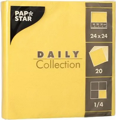 Produktbild von PAPSTAR Cocktail-Servietten 240 x 240 mm 3-lagig gelb 20 Stück
