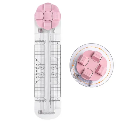 Produktbild von 4-in-1 Papierschneider für Geschenkpapier, mit Rillwerkzeug, Lineal und Maßskala – Ergonomische Schneidemaschine für DIY und Karten