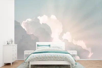 Produktbild von MuchoWow® Fototapete für Wohnzimmer oder Schlafzimmer Wandtapete Vinyl Motivtapete Himmel - Wolken - Sonne - Natur - 600x400 cm - Vinyltapeten