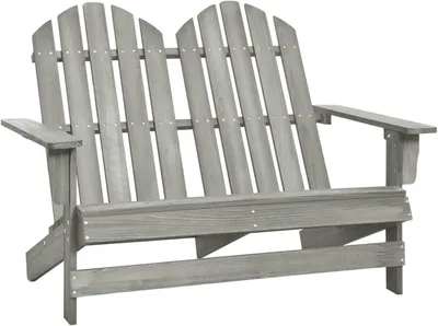Produktbild von Adirondack-Gartenbank für 2 Personen aus grauem Massivholz aus Tanne, Holzbank, Gartenbank, Outer Banks, Friesenbank, Gartenmöbel, Parkbank, Sitzbank, Bänke und Eckbankgruppen