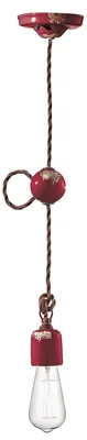 Image de Ferroluce Vintage Lampe à suspendre Ø 5,5cm rouge foncé ronde