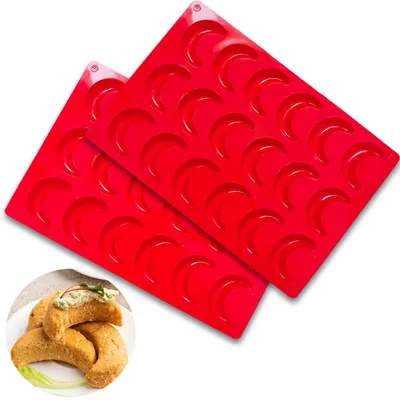 Silikon-Backform für Vanillekipferl, 2 Stück, 28x19x1,4 cm, rot