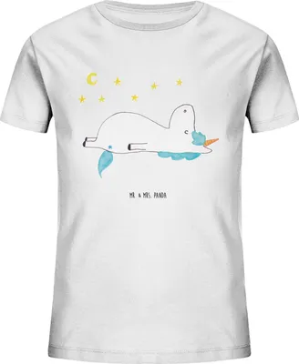 Produktbild von Mr. & Mrs. Panda Organic Kinder T-Shirt Einhorn Sternenhimmel 12-14 Jahre (152/164) - Weiß - Geschenk, Öko, Einhörner, Mädchen, Unicorn, Sterne, Verrückt, Kindershirt
