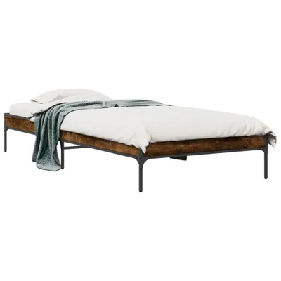 Obrázek produktu pro Rám postele z kouřového dubu 100x200 cm materiál na bázi dřeva a kovu