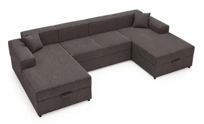 Productafbeelding van ANMIL Hoekbank SANTI, U-vorm, 320 x 79 x 166 cm, zwart. Slaapbank met bedfunctie en 2 opbergvakken. Bekleding: POSO-cord