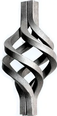 Produktbild von UHRIG Schmiedeeisen Zwirbel, Zierteil Vierkant Stahl, Korb Schnörkel für Geländer, Zaun uvm. Ø 80 mm, Höhe 170 mm