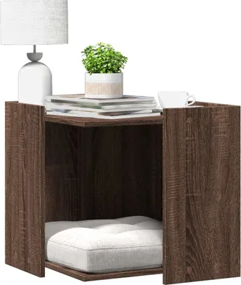 Obrázok produktu pre Dizajnová vanička na odpadky dubový vzhľad 53x53x51 cm materiál na báze dreva, škrabadlo 2024 Novinka