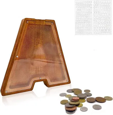 Immagine prodotto di Salvadanaio in legno con l'alfabeto dalla A alla Z per adulti