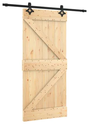 Produktbild von vidaXL Schiebetür Natürlich und Schwarz 95 x 210 cm Massivkiefer
