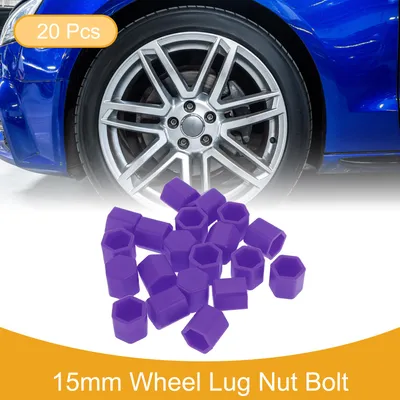Image de 20 Pièces Écrou De Roue Boulon Jantes Écrou De Pneu Vis Cache-Poussière Protection D'Écrou En Silicone Violet 2,2X15X20Mm