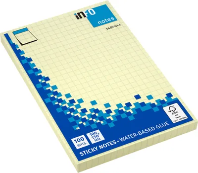 Produktbild von Info Haftnotizblock 5669-01-K 100x150mm 100 Blatt kariert gelb Packung mit 12 Stück