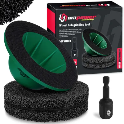 Obrázek produktu pro Kartáč na čištění nábojů kol MAPOWER s adaptérem, 150 mm vlas, 2x kotouč