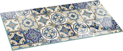Zdjęcie produktu dla Szklana płyta podłogowa 125x50 cm - Kominek - Szklana płyta kominkowa - Szkło ochronne - Płyta chroniąca przed iskrami - Szklana płyta podłogowa ognioodporna - Płyta chroniąca przed ciepłem - Ochrona podłogi wykonana ze szkła - Wzór mozaiki z kwiatami