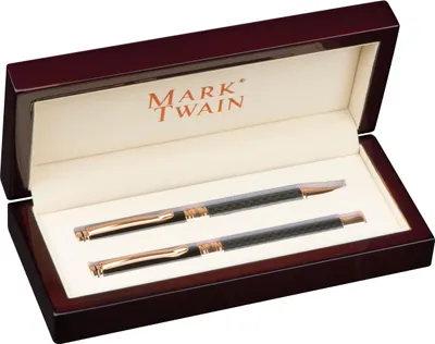 Produktbild von Schreibset "Mark Twain" in einem Holzetui / Kugelschreiber und Füllhalter