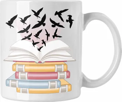 Produktbild von Trendation - Bücher Lesen Tasse Geschenk Leseratte Bücherwurm Buch (Weiß)