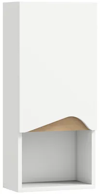 Imagen del producto de Armario de pared para baño con puerta de cierre suave y compartimento abierto | Color: Blanco | Dimensiones: 30x17x67 cm