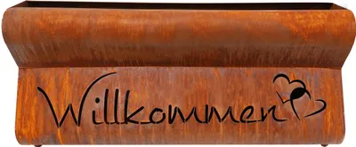 Produktbild von Badeko Pflanzgefäß Bregenz in Edelrostoptik „Willkommen“